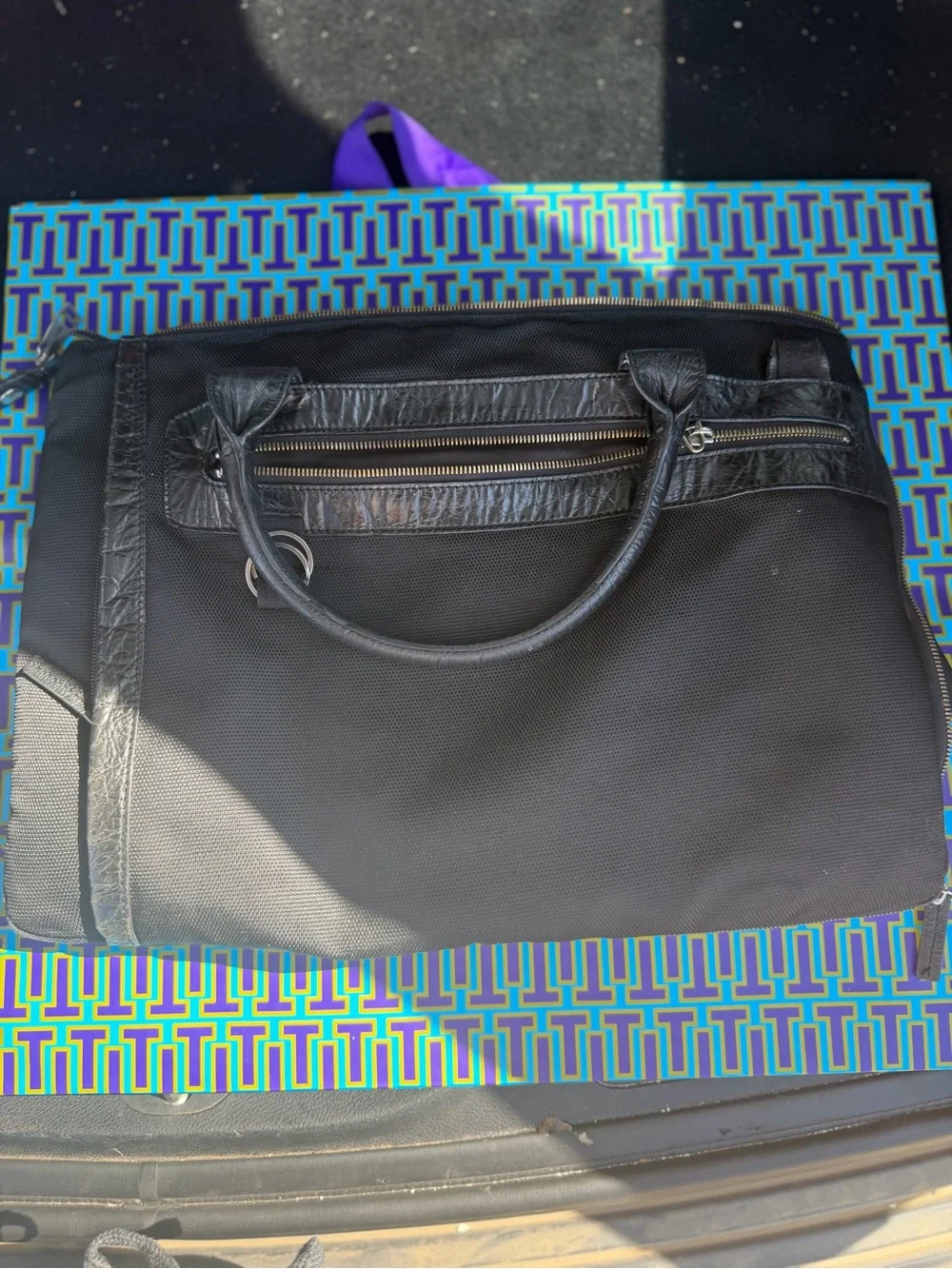 Piquadro Leather Computer Work Bag Black